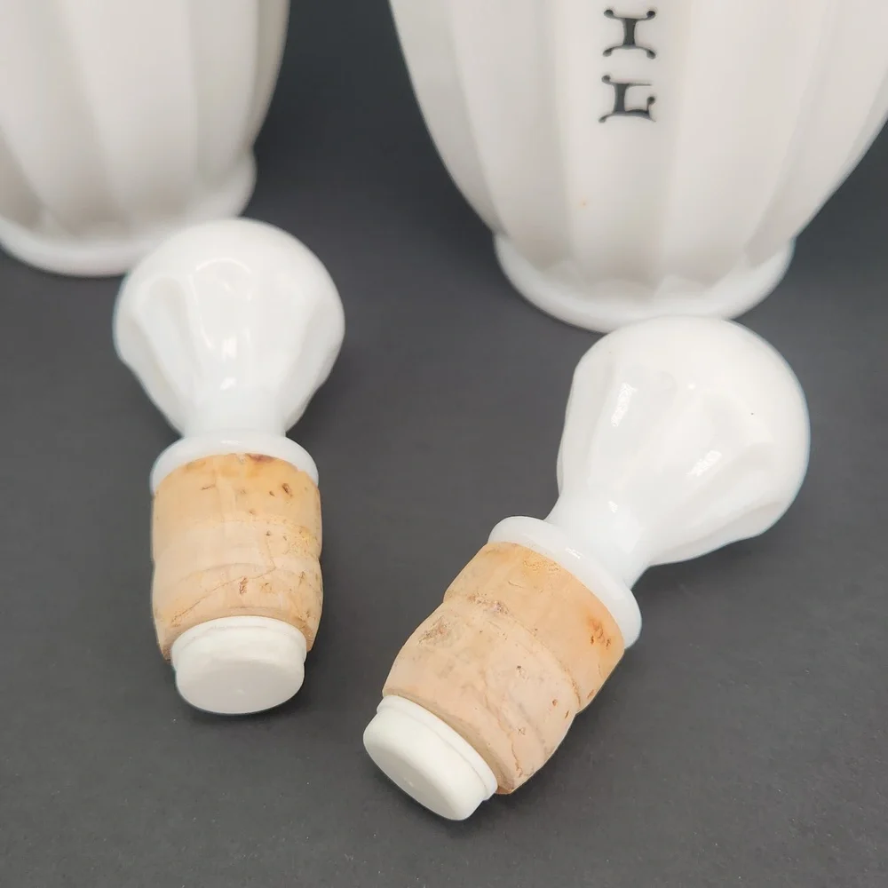 1960s Art Deco Milk Glass Cruet set, Flawless  elegance